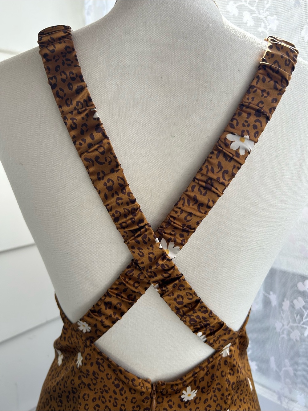 For Love & Lemons Brown Floral Smocked Mini Dress - Picture 4 of 5